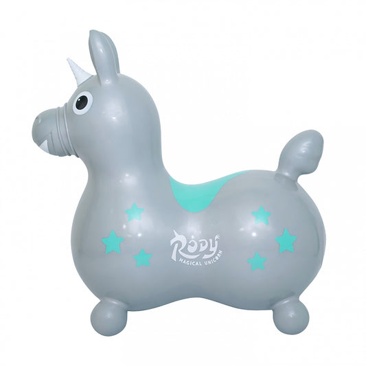【予約:5月上旬より順次お届け】【記念日プリントオーダー/ふくらましラッピングでお届け】 乗用ロディ マジカル ユニコーン(シルバーグレイ)