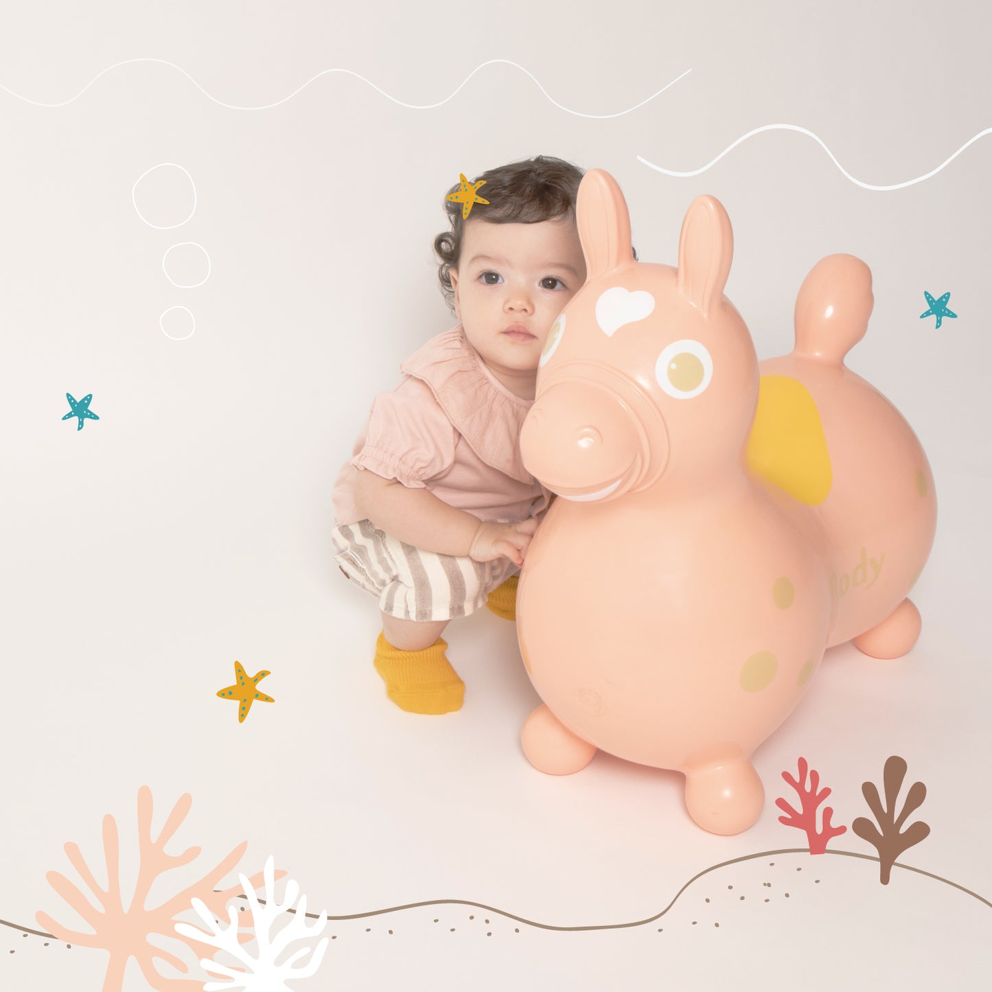 【10月中旬より順次発送】【公式限定】【セットでお得】乗用ロディ LaLa(コーラル) ロッキングベースセット